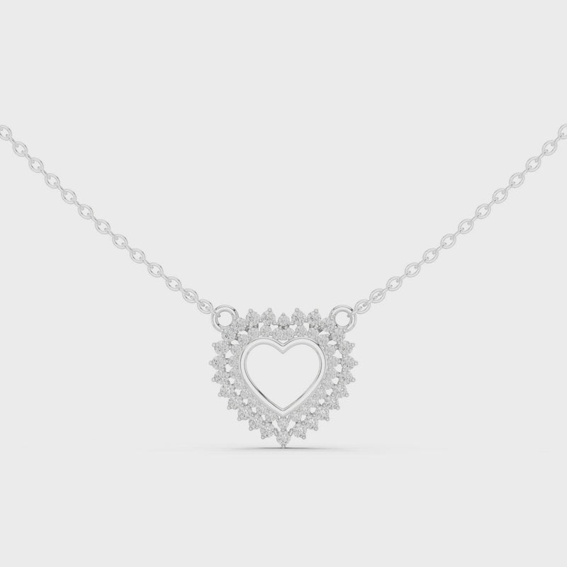 Twinkling Halo Heart Pendant Lab Diamond Necklace
