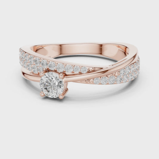 Celestial Cross Round Lab Diamond Split Shank Engagement Ring