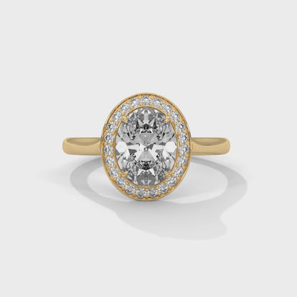 2 Carat Oval Cut Solitaire Lab Diamond Halo Engagement Ring