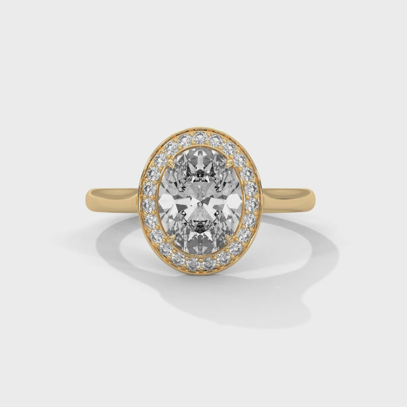2 Carat Oval Cut Solitaire Lab Diamond Halo Engagement Ring