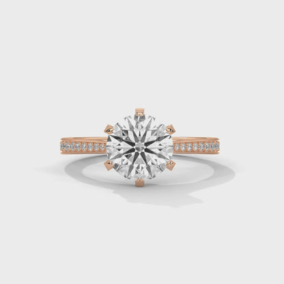 Minimalist Diamond Engagement Ring in 2 Carat Round Lab Diamond