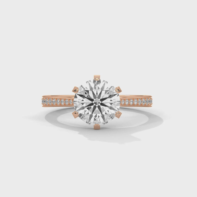 Minimalist Diamond Engagement Ring in 2 Carat Round Lab Diamond