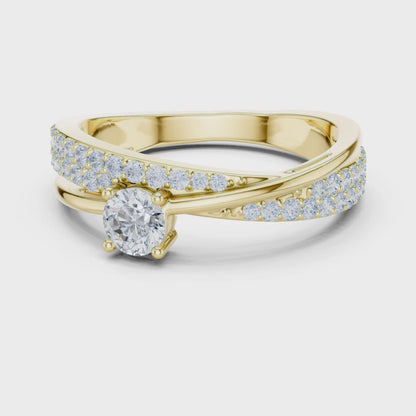 Celestial Cross Round Lab Diamond Split Shank Engagement Ring