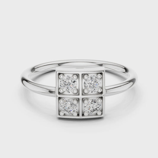 UrbanGrid – 0.24 Ct Lab Diamond Cluster Square Ring for Women