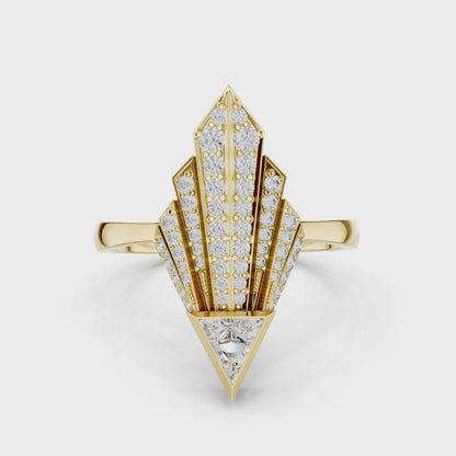 Empire Arrow Lab Diamond Ring – Bold Designer Statement for Party Queens