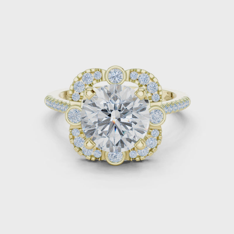 The Florescence Spark 2.5 Carat Round Lab-Grown Diamond Halo Ring