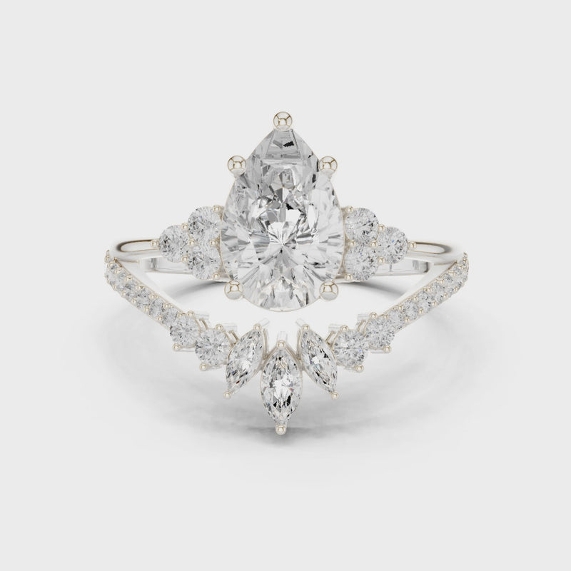 1.5 Carat Marquise-cut Centerpiece Cluster Lab Diamond Ring with Floral-inspired Arrangement