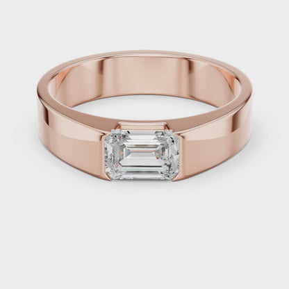 Resolute Virtue Emerald Cut 1 Carat Lab Diamond Ring for Men