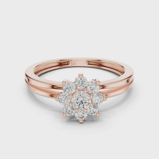 SoulShine Floral Cluster Split Shank Lab Diamond Ring