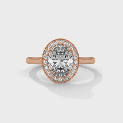 2 Carat Oval Cut Solitaire Lab Diamond Halo Engagement Ring