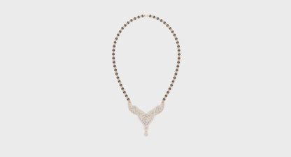 V-Wing Sparkling Lab Diamond Mangalsutra Pendant With Chain For Parties And Function