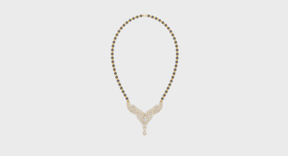 V-Wing Sparkling Lab Diamond Mangalsutra Pendant With Chain For Parties And Function