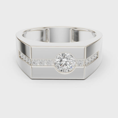 Bold Men 50 Cents Round Lab Diamond Ring