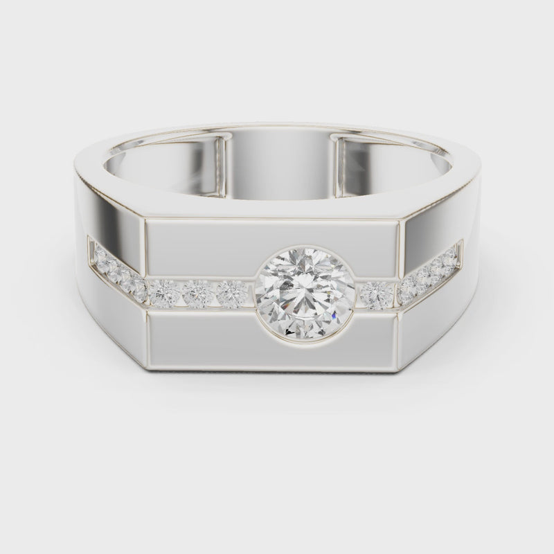 Bold Men 50 Cents Round Lab Diamond Ring