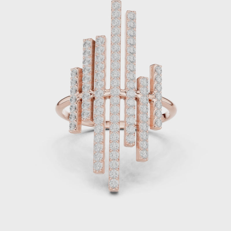 Midnight Skyline Spark Lab Diamond Bar Ring For Parties