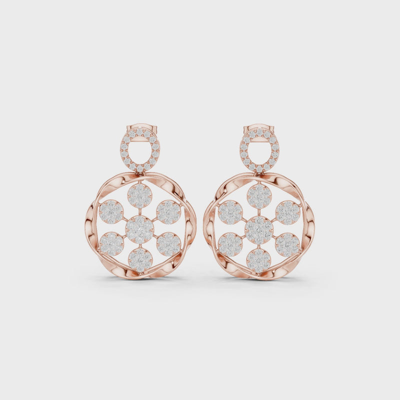 Heritage Bloom Lab Diamond Designer Earrings for Women