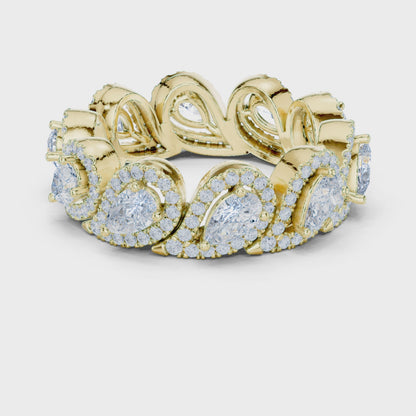 Iconic Pear Lab Diamond Halo Band Ring for Women & Girls