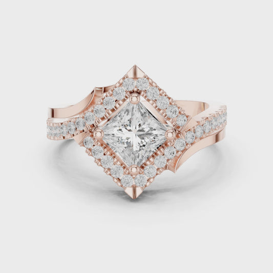 Twilight Empress Princess-Cut 1 Carat Lab Diamond Halo Engagement Ring