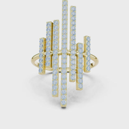 Midnight Skyline Spark Lab Diamond Bar Ring For Parties