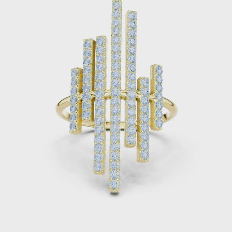 Midnight Skyline Spark Lab Diamond Bar Ring For Parties