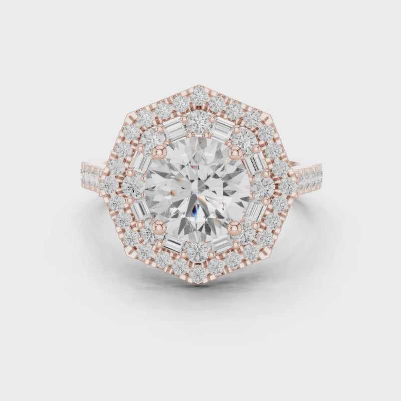 Double Halo 1.5 Carat Round Shining Lab Diamond Engagement Ring