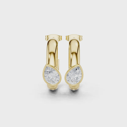 Pear Elegance Lab Grown Diamond Huggie Earrings