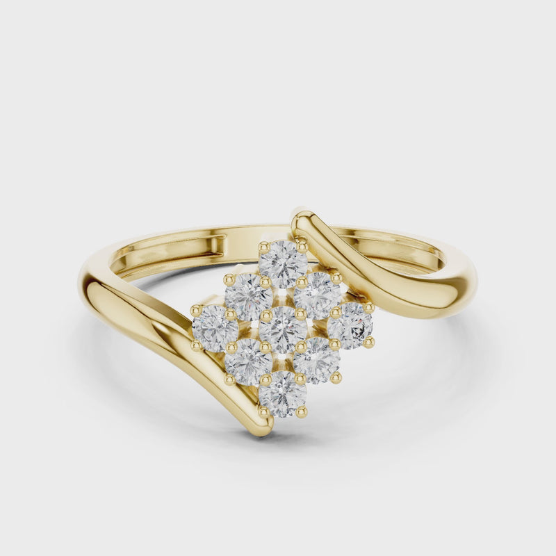 Intricate Sparkle Minimal Bypass Cluster Lab Diamond Ring
