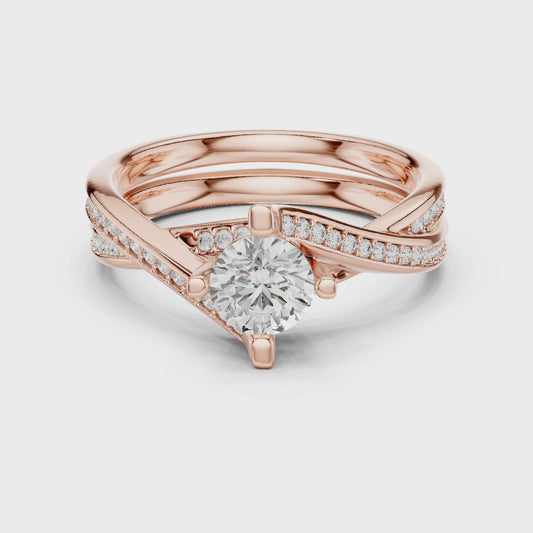 Sculpted Shine Split Band Forever Solitaire Lab Diamond Ring