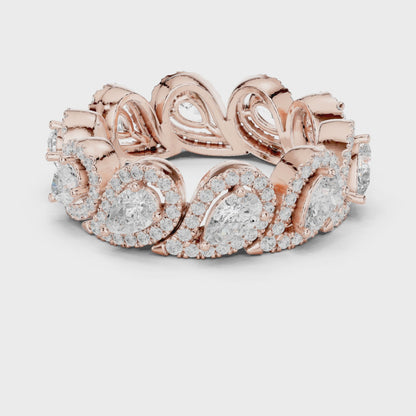 Iconic Pear Lab Diamond Halo Band Ring for Women & Girls