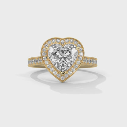 2 Carat Heart Shape Lab Grown Diamond Ring | Solitaire Halo Engagement & Anniversary Ring Gift for Women