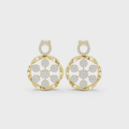Heritage Bloom Lab Diamond Designer Earrings for Women