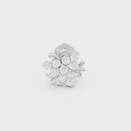 Diamond Nosepin With Lab Grown Brilliant Round .50 Carat Cluster Diamond