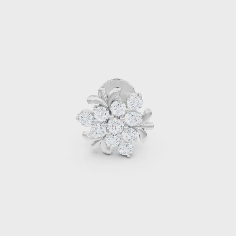 Diamond Nosepin With Lab Grown Brilliant Round .50 Carat Cluster Diamond
