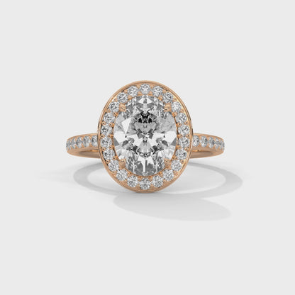 Oval Cut Classic Halo Engagement Ring For Women in 2 Carat Lab Diamond