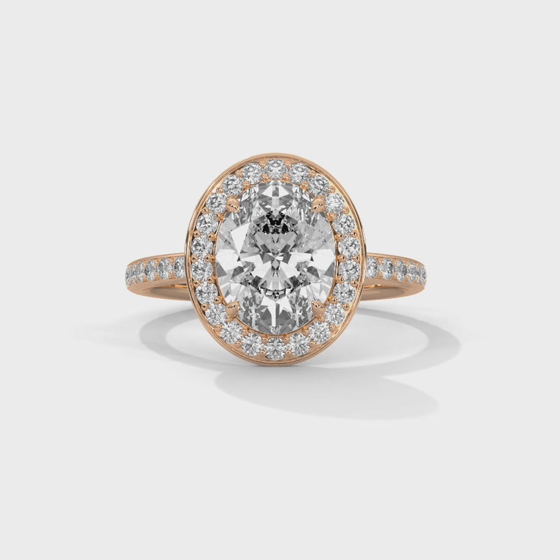 Oval Cut Classic Halo Engagement Ring For Women in 2 Carat Lab Diamond