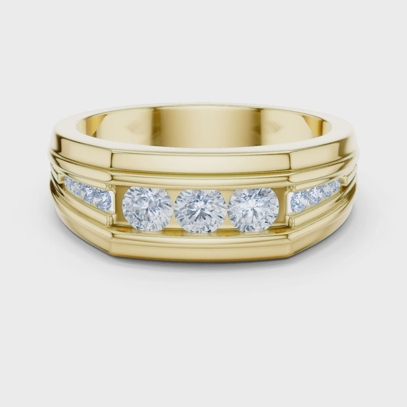 Fearless Spirit - Bold Solitaire Men's Ring with 1 Carat Round Lab Diamond