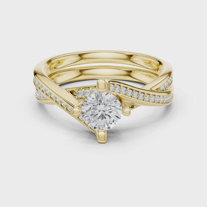 1 Carat Solitaire Lab Grown Diamond Engagement Ring With Twisted Band