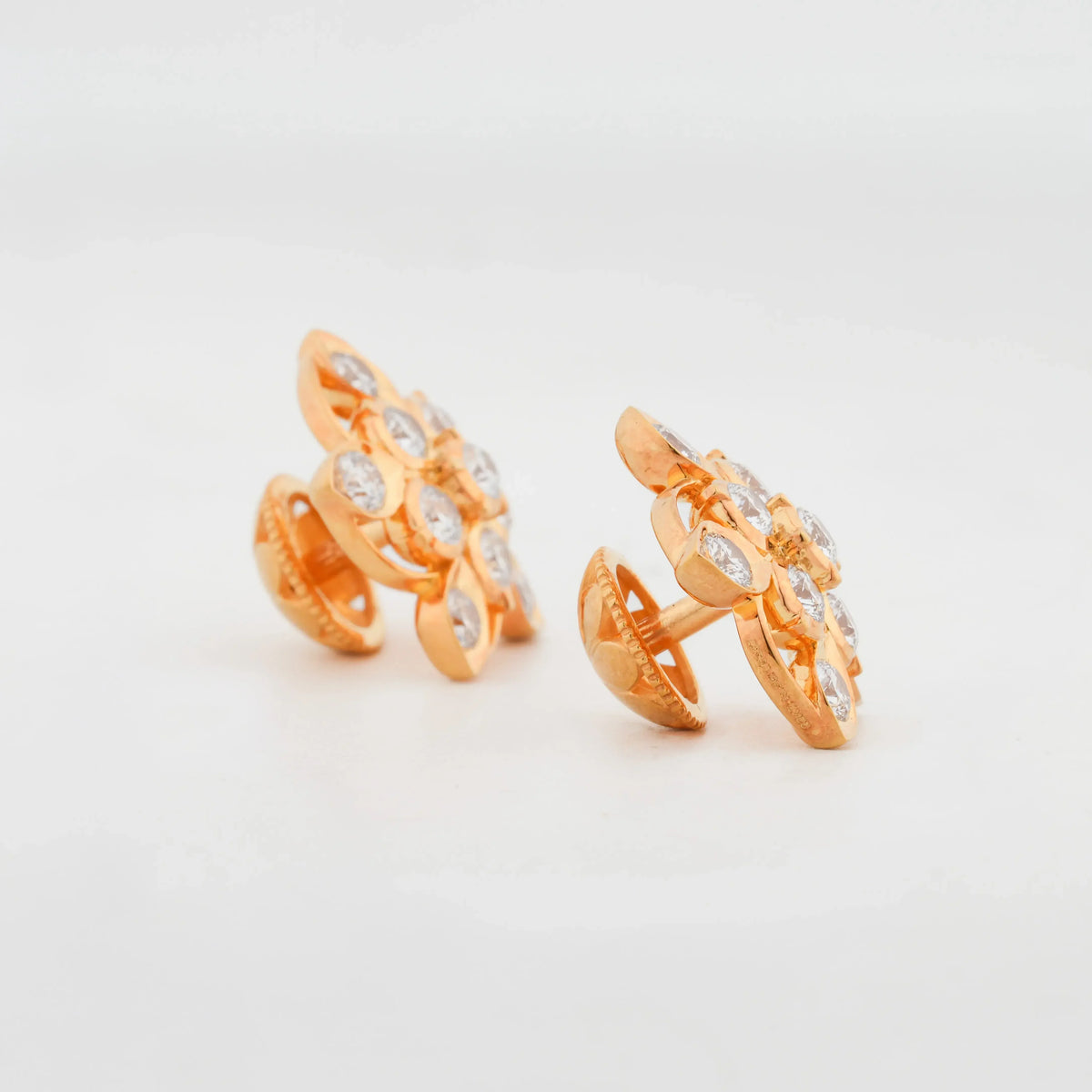 Sculpted Floral Gemstone Statement Stud Earrings