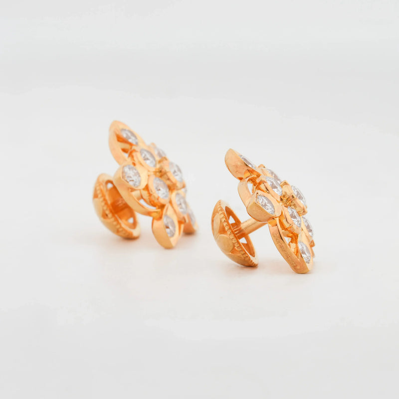 Sculpted Floral Gemstone Statement Stud Earrings