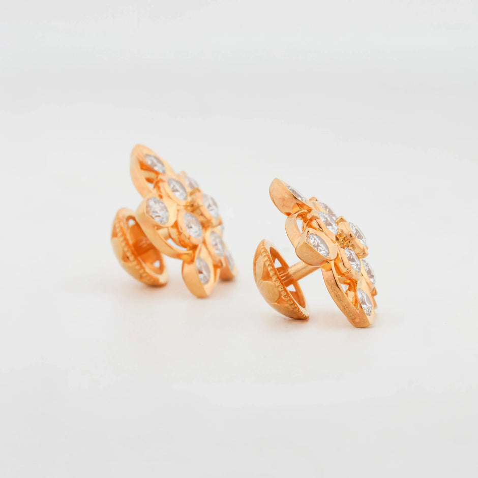 Sculpted Floral Gemstone Statement Stud Earrings