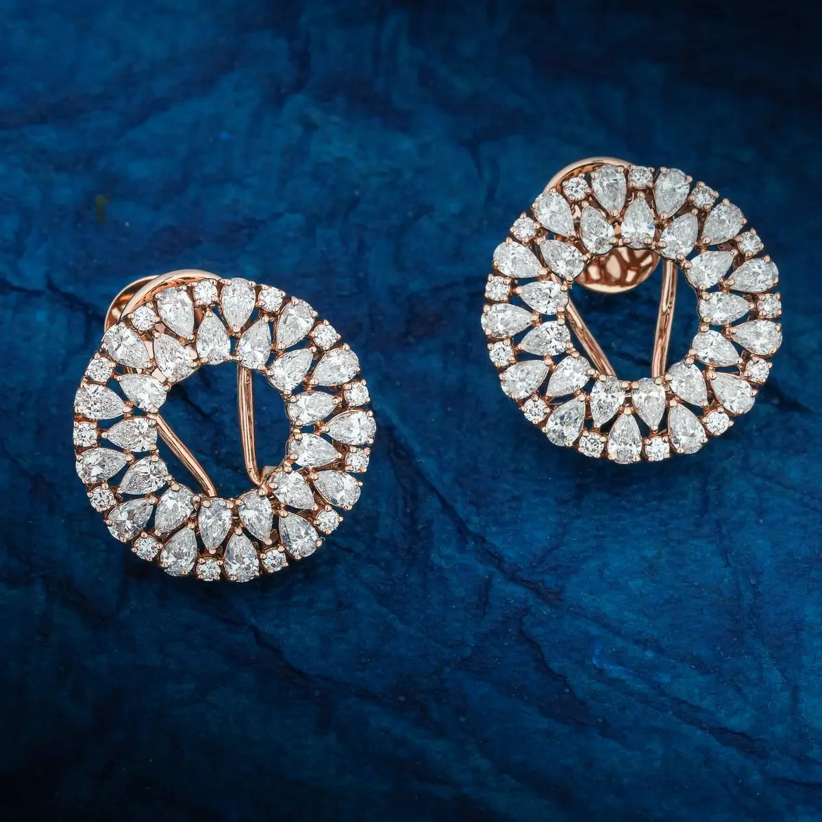 Lunara Pear Halo Open-Centre Diamond Statement Stud Earrings
