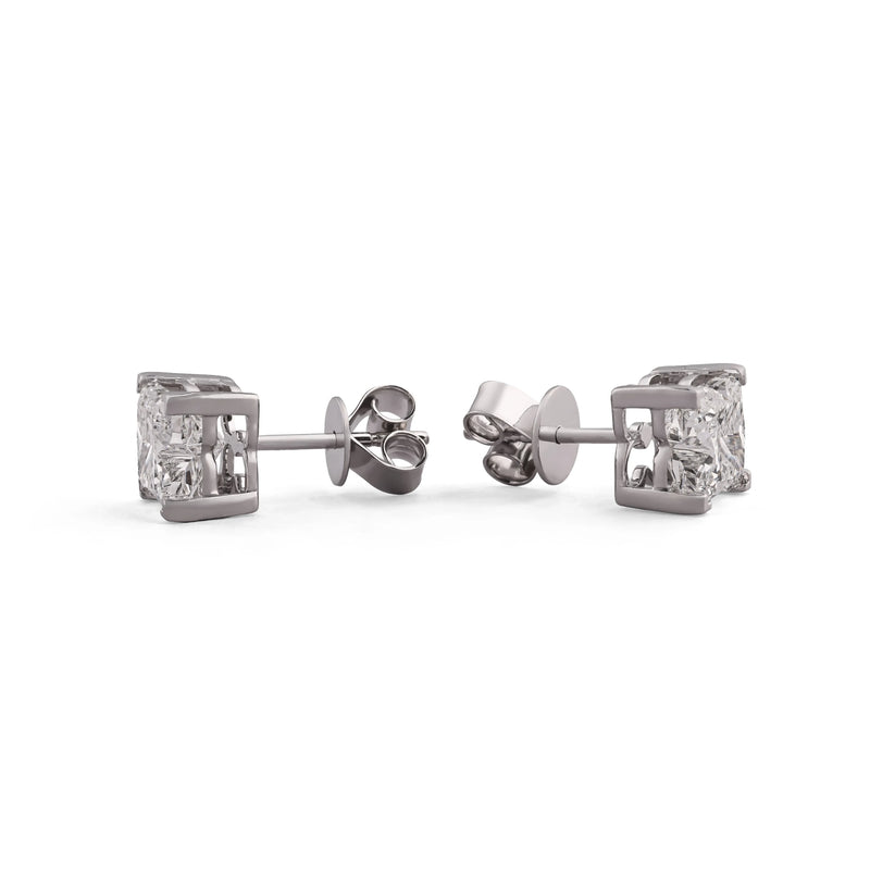 Petite Princess-Cut Solitaire Diamond Stud Earrings