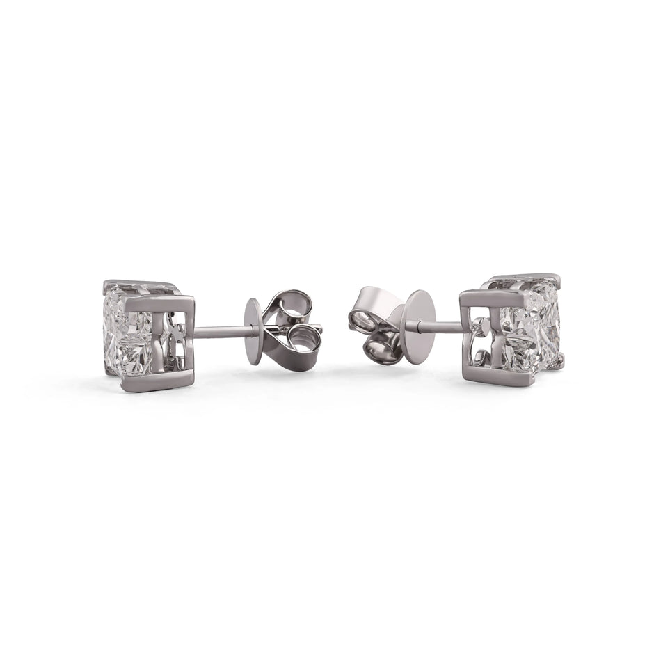 Petite Princess-Cut Solitaire Diamond Stud Earrings