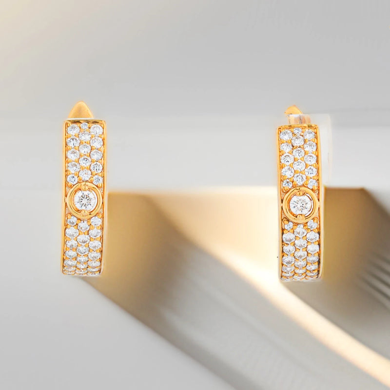 Orbit Bezel Accent Pavé Diamond Huggie Earrings