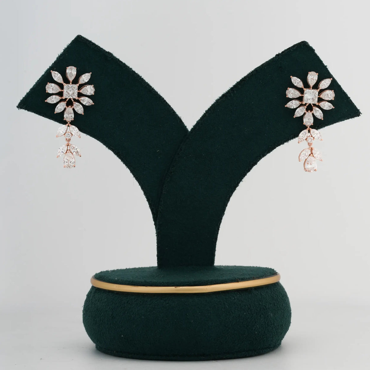 Solara Princess Floral Diamond Drop Earrings