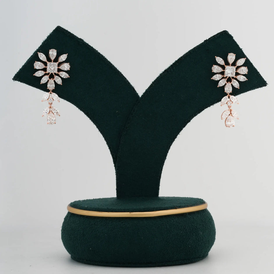 Solara Princess Floral Diamond Drop Earrings