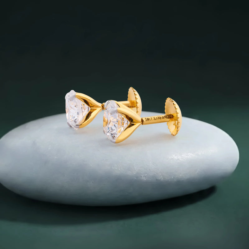 Grande Round Solitaire Diamond Stud Earrings