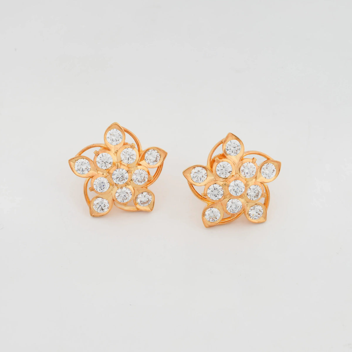 Sculpted Floral Gemstone Statement Stud Earrings