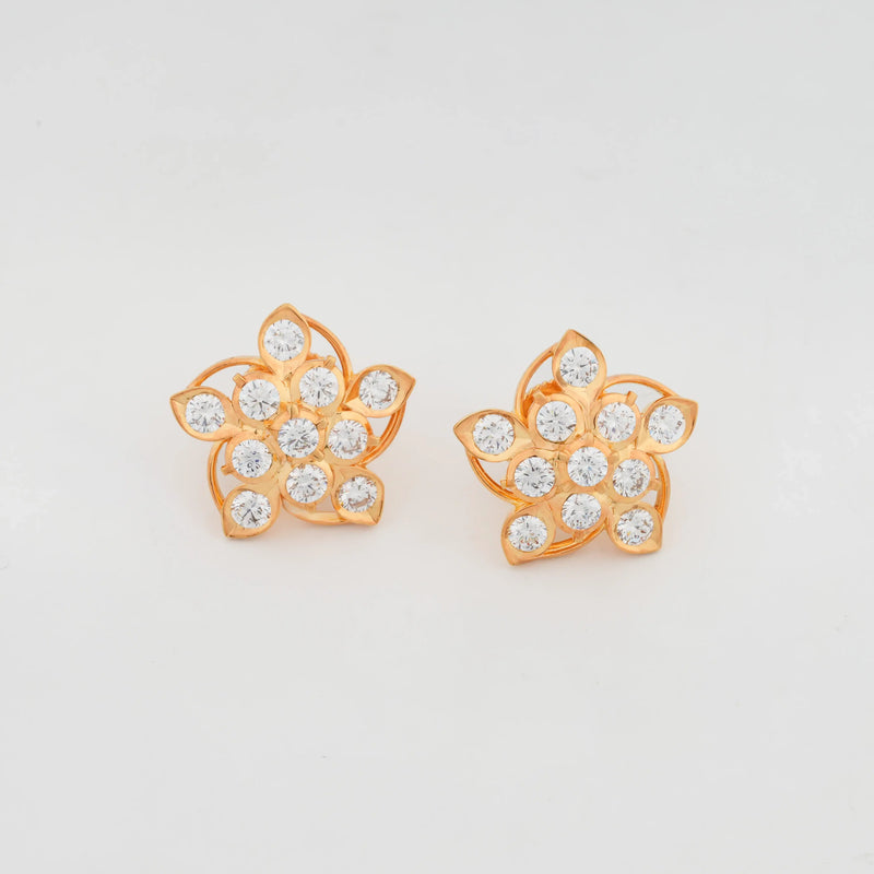 Sculpted Floral Gemstone Statement Stud Earrings