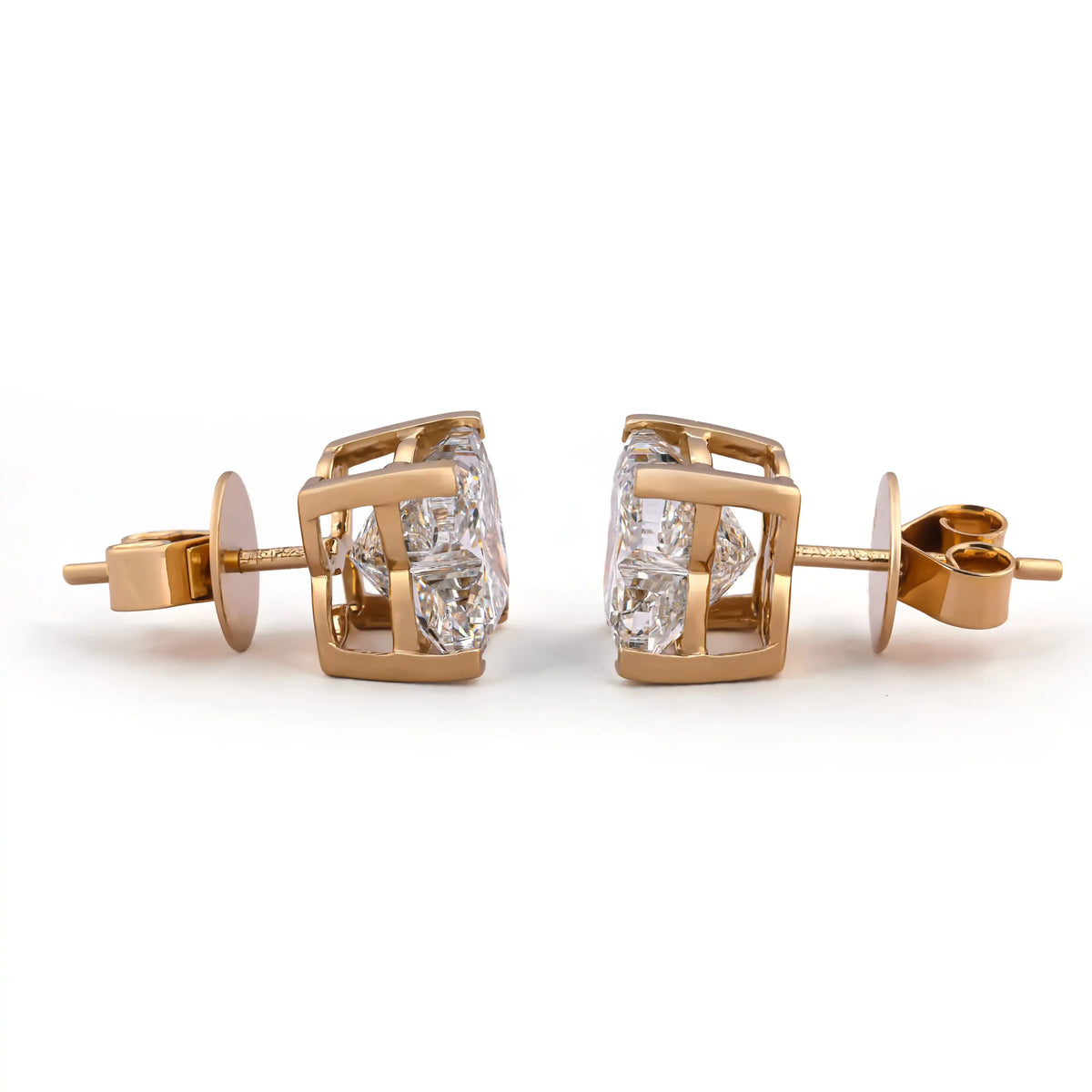 Grand Princess-Cut Solitaire Diamond Stud Earrings